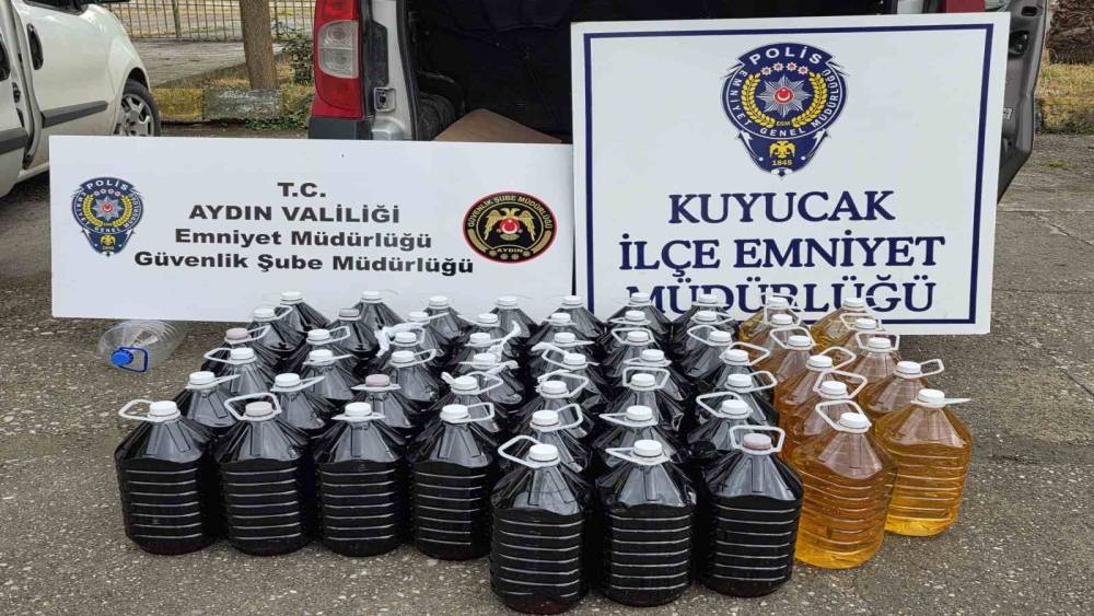 Kuyucak&rsquo;ta 280 litre sahte alkol ele ge&ccedil;irildi
